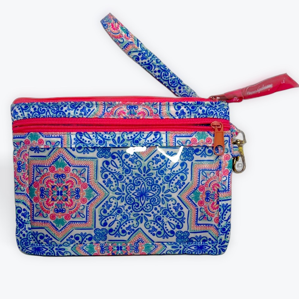 Women’s SIMPLY SOUTHERN Blue and Pink Phone Zip Wristlet
